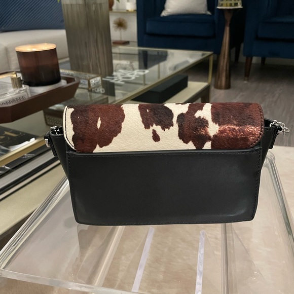 Reiss Calfskin Leather and Animal Print Crossbody Bag - Picture 3 of 6